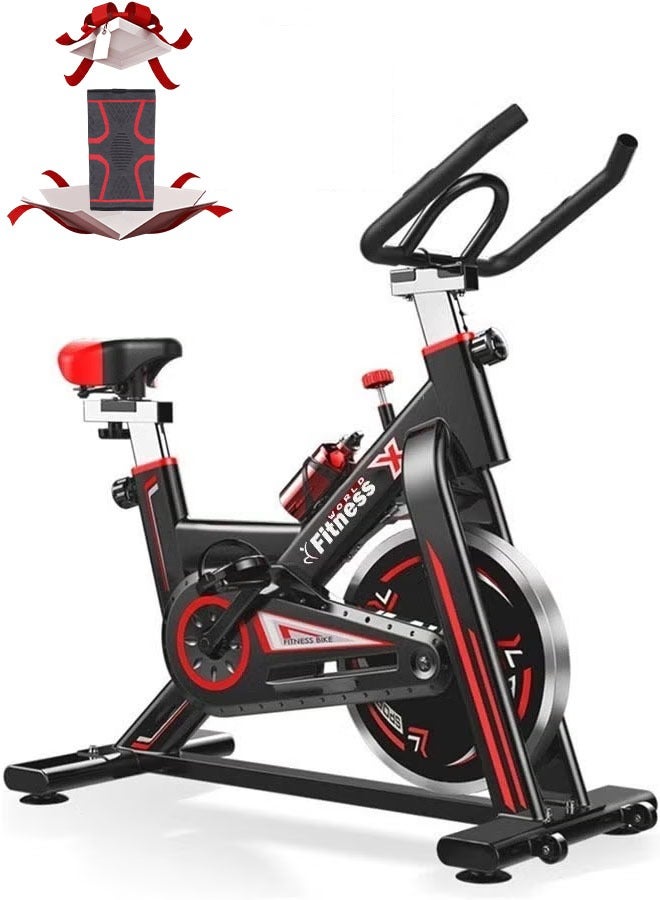 فيتنس ورلد دراجة تمارين رياضية مزودة بحامل آيباد، دراجة تدريب منزلية و لصالة الألعاب الرياضية مع شاشة LCD ومقعد احترافي - Image 1